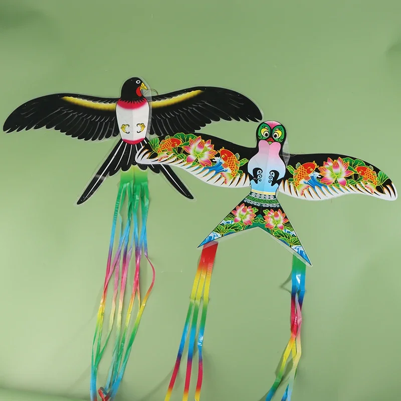 Aquilone per bambini Cartone animato pieghevole Mini giocattoli di plastica Aquilone con canna da pesca con freno a mano per bambini Giocattolo divertente all'aperto per riunioni di famiglia