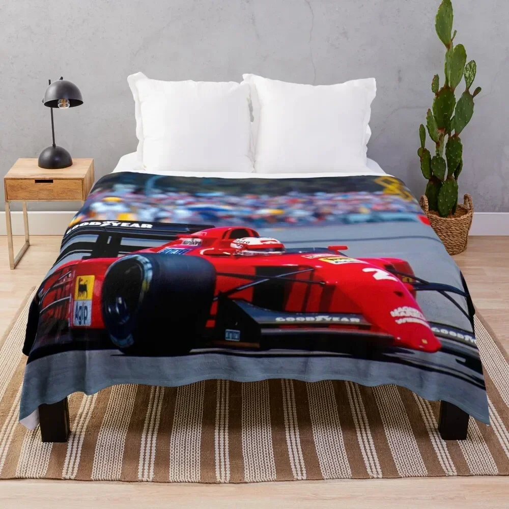 Nigel Mansell racing in the 641 during the 1990 Australian Grand Prix Throw Blanket Large Luxury St Blankets