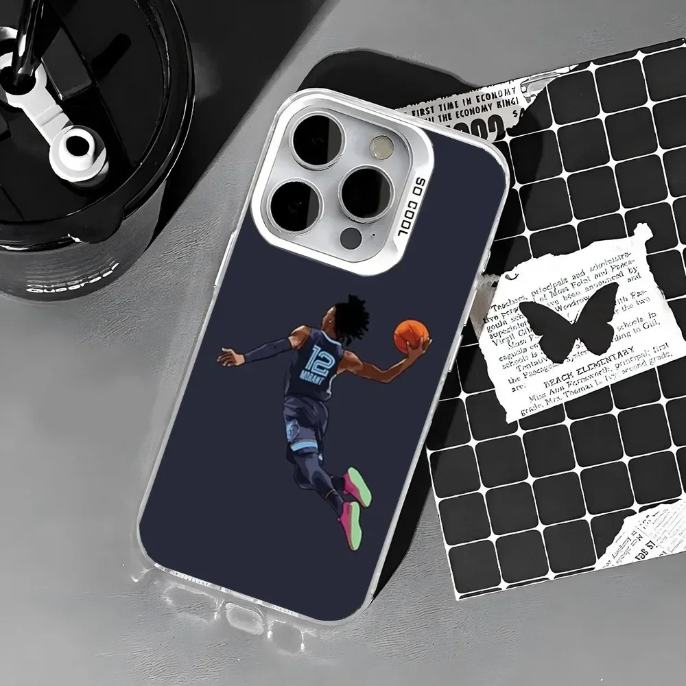 1 قطعة Ja Morant Qiangy جراب هاتف IMD اللون فضي شل آيفون 16 15 14 13 12 11 برو ماكس زائد