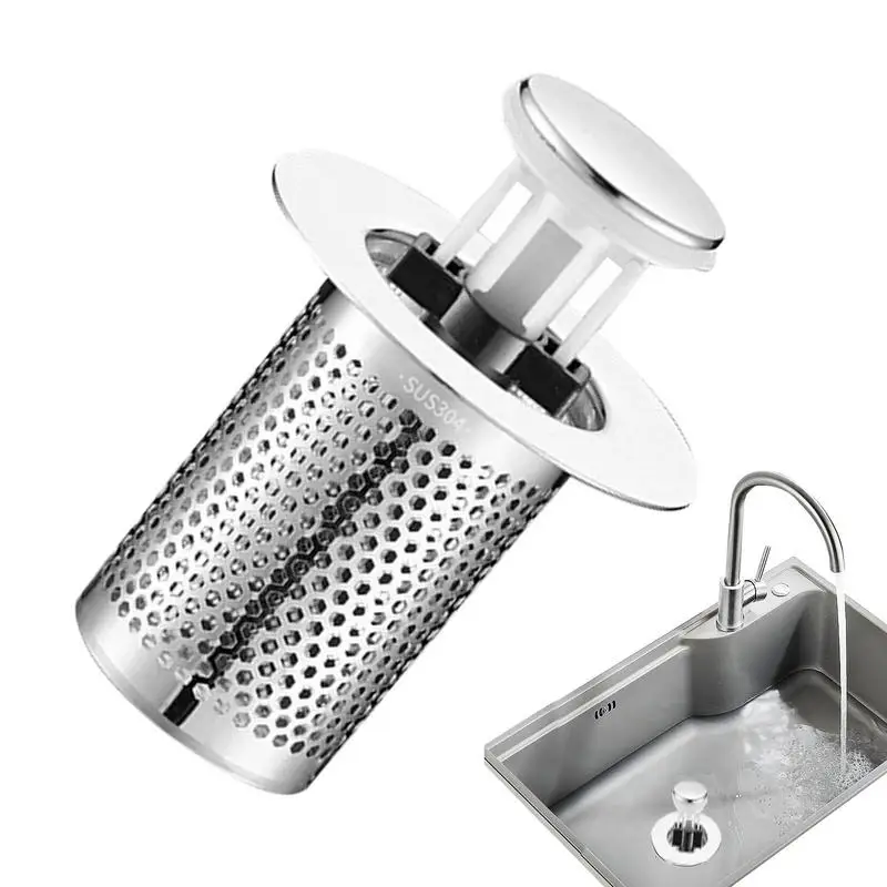 Bathtub Drain Strainer Floor Drain Filter Washbasin Leak Plug Stainless Steel Odor Proof Bouncing Core Drains Hair Catcher Sink