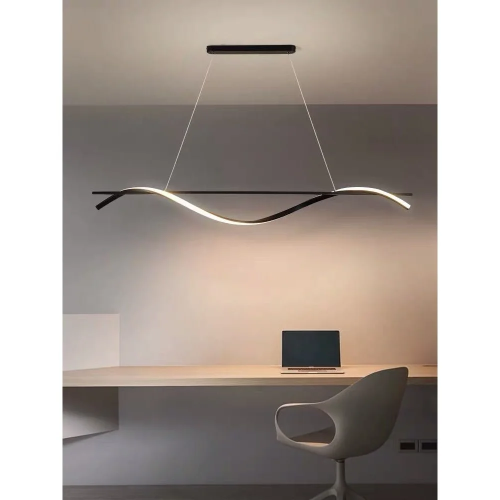 Nordic Creative Line LED Chandeliers Lamp For Living Room Home Decor Heterogeneous Unique Design Black Aluminum Pendant Lamp