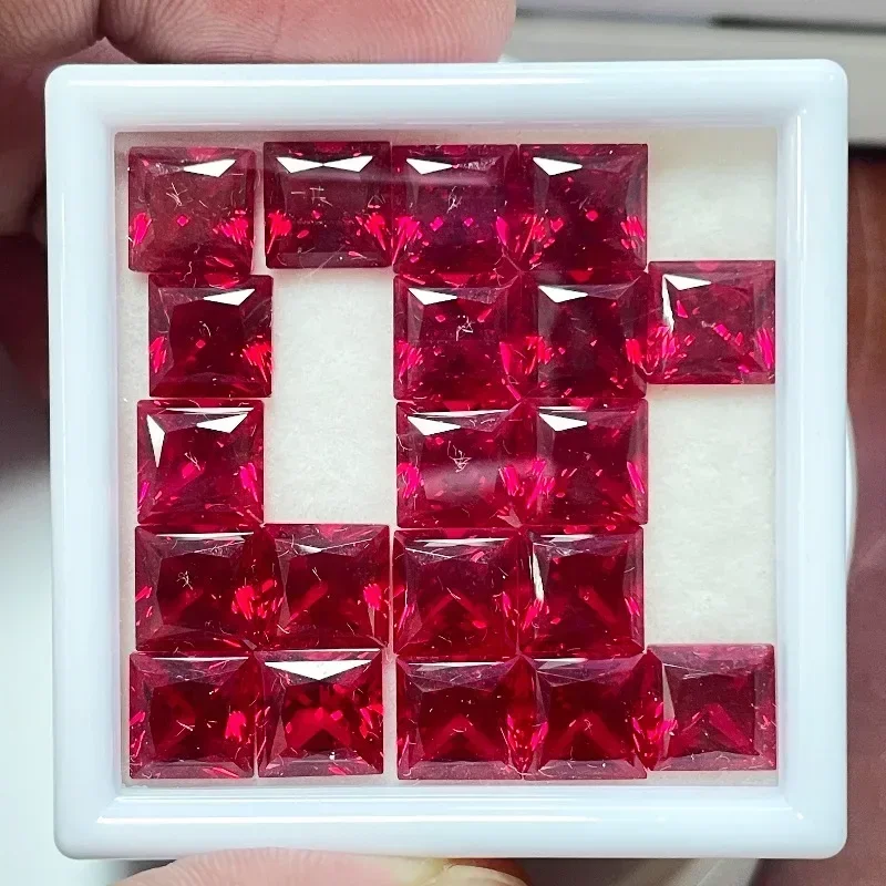 

Lab Grown Ruby Princess Cut Pigeon Blood Red Color High-quality Charms Jewelry Making Main Materials Selectable AGL Certificate