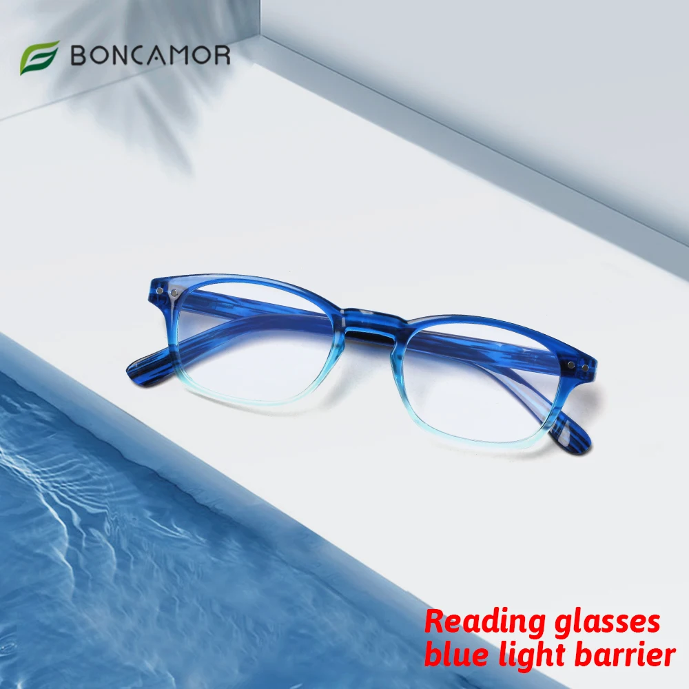 

BONCAMOR 2023 New Fashion Rectangular Reading Glasses Women Men Anti-Reflective Comfortable High-Definition Prescription Eyewear