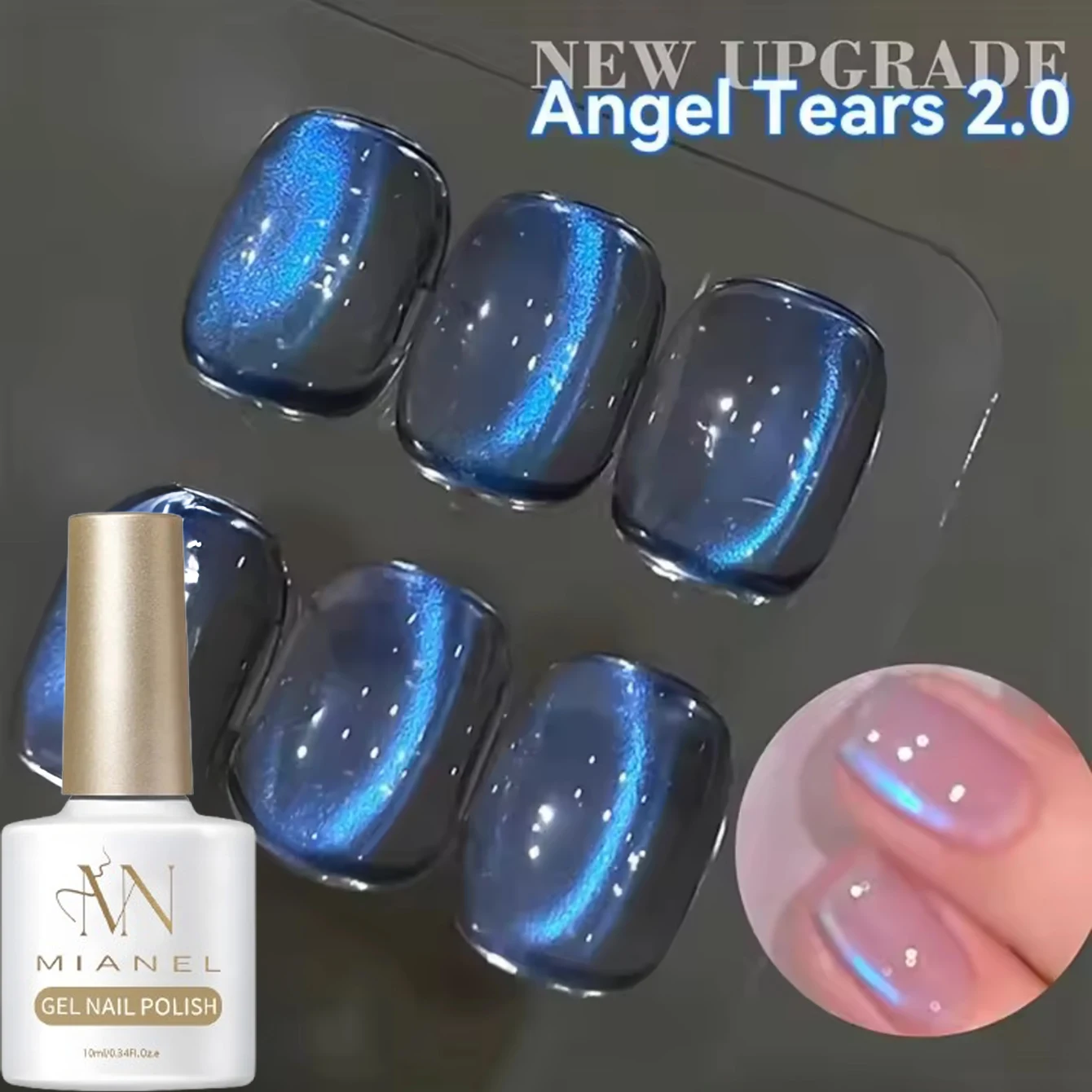 MIANEL 10ML lágrimas azules esmalte de uñas de Gel de ojo de gato 2025 nuevas cuentas de vidrio de amatista azul esmalte de Gel uñas azules uñas con luz UV
