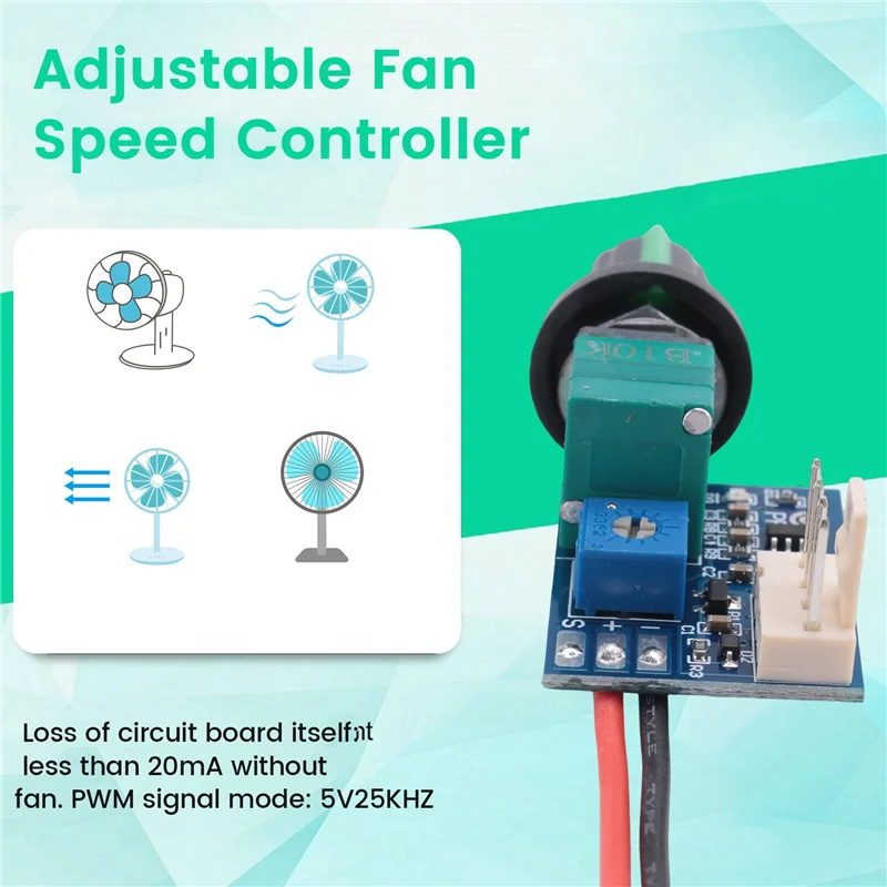 1 шт. ШИМ-контроллер скорости вентилятора 12 В постоянного тока, регулируемый 0%-100% с ручным переключателем, 4-проводной регулятор скорости вентилятора, шумоподавление