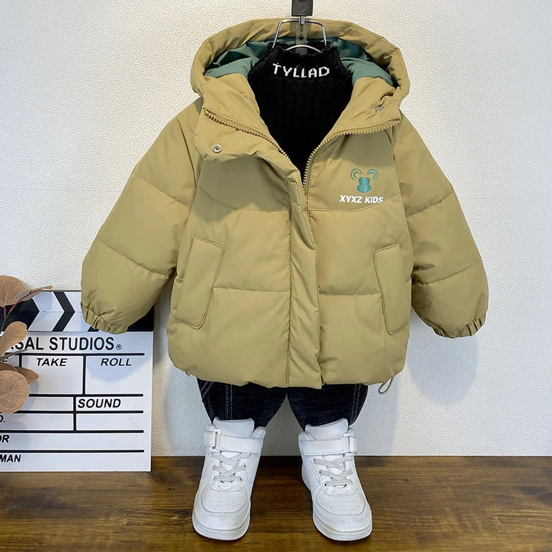 Boys Down Cotton Jacket Windbreak Outerwear 2024 Hooded Thicken Winter Autumn Sport Warm Christmas Gift Children's Clothing