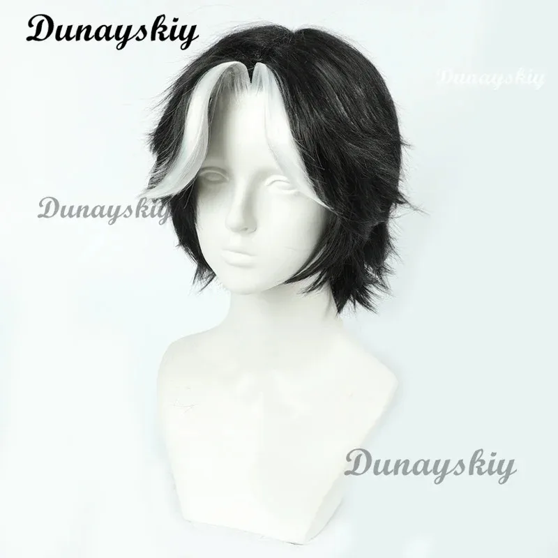 Hotel Husk Cosplay Copricapo Accessori Parrucca bianca nera maschile Modelli di ruolo Partyr di Halloween, 7;k'2.s;9,