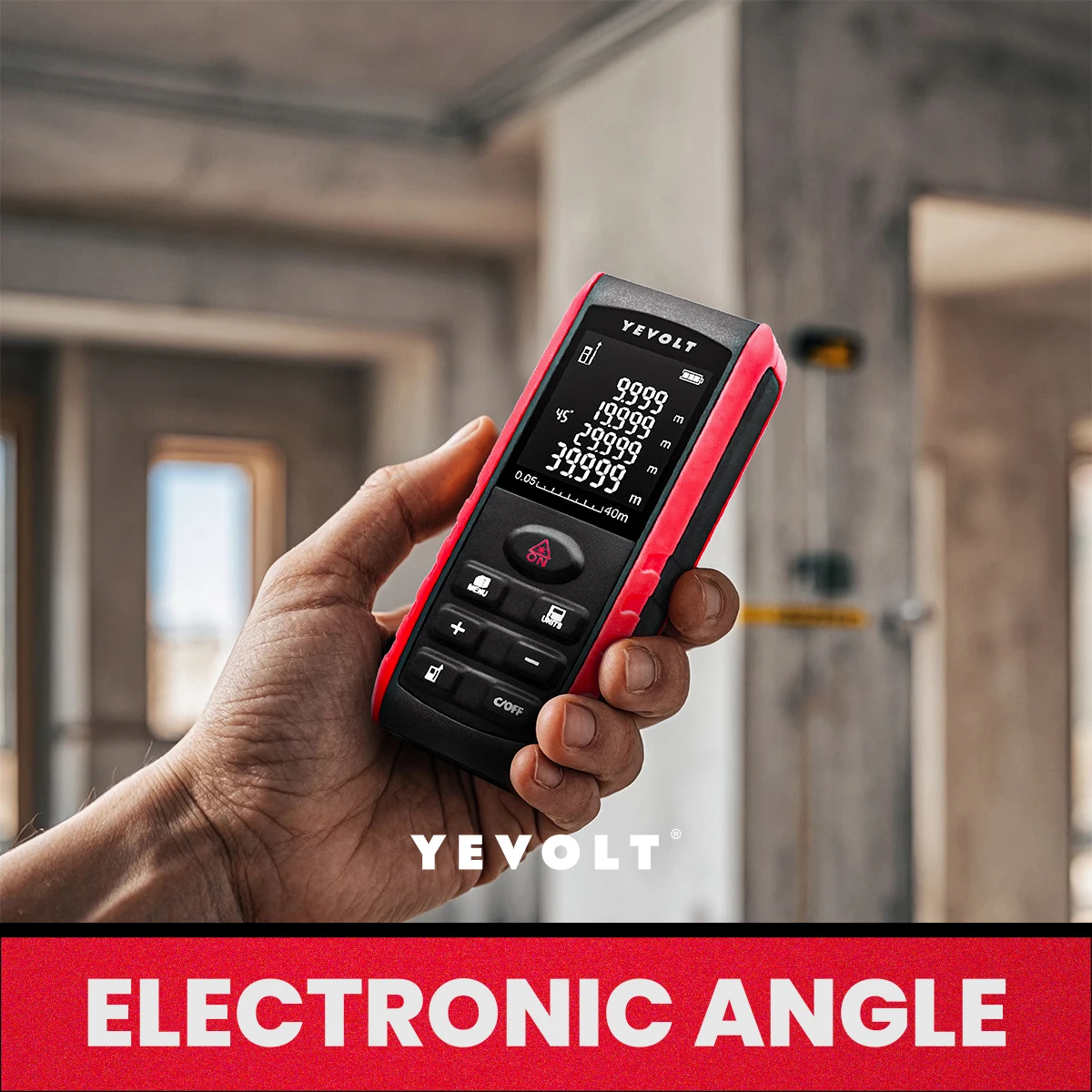 Imagem -03 - Yevolt e Série Medidor de Distância a Laser 40 60 80 100m Telêmetro Digital Fita Métrica Ferramentas com Área Retroiluminada Volume Pitagórico