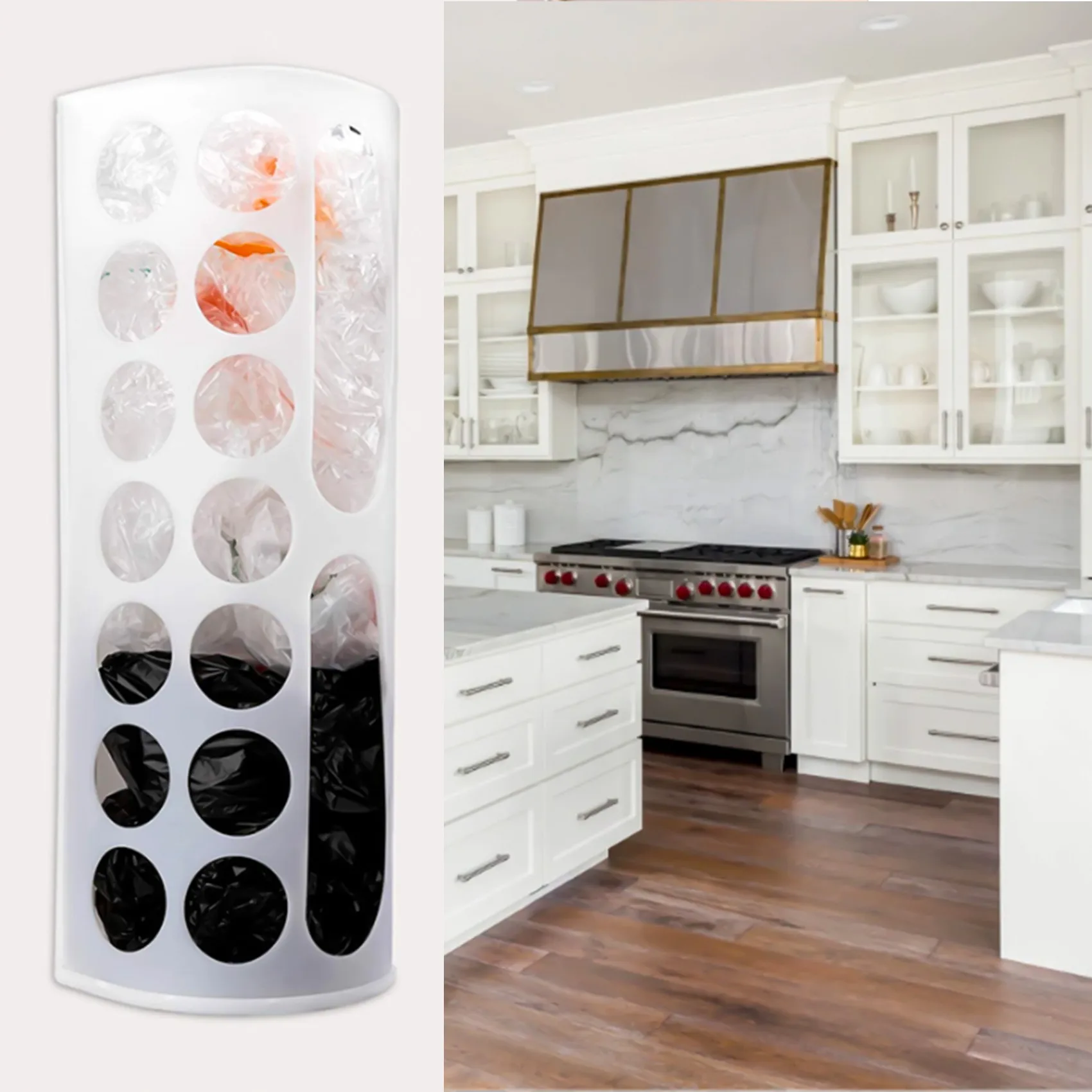 다목적 접이식 쓰레기 봉투 보관 상자, 벽걸이 환경 보호 비닐 봉투 추출 상자, 화이트 핫