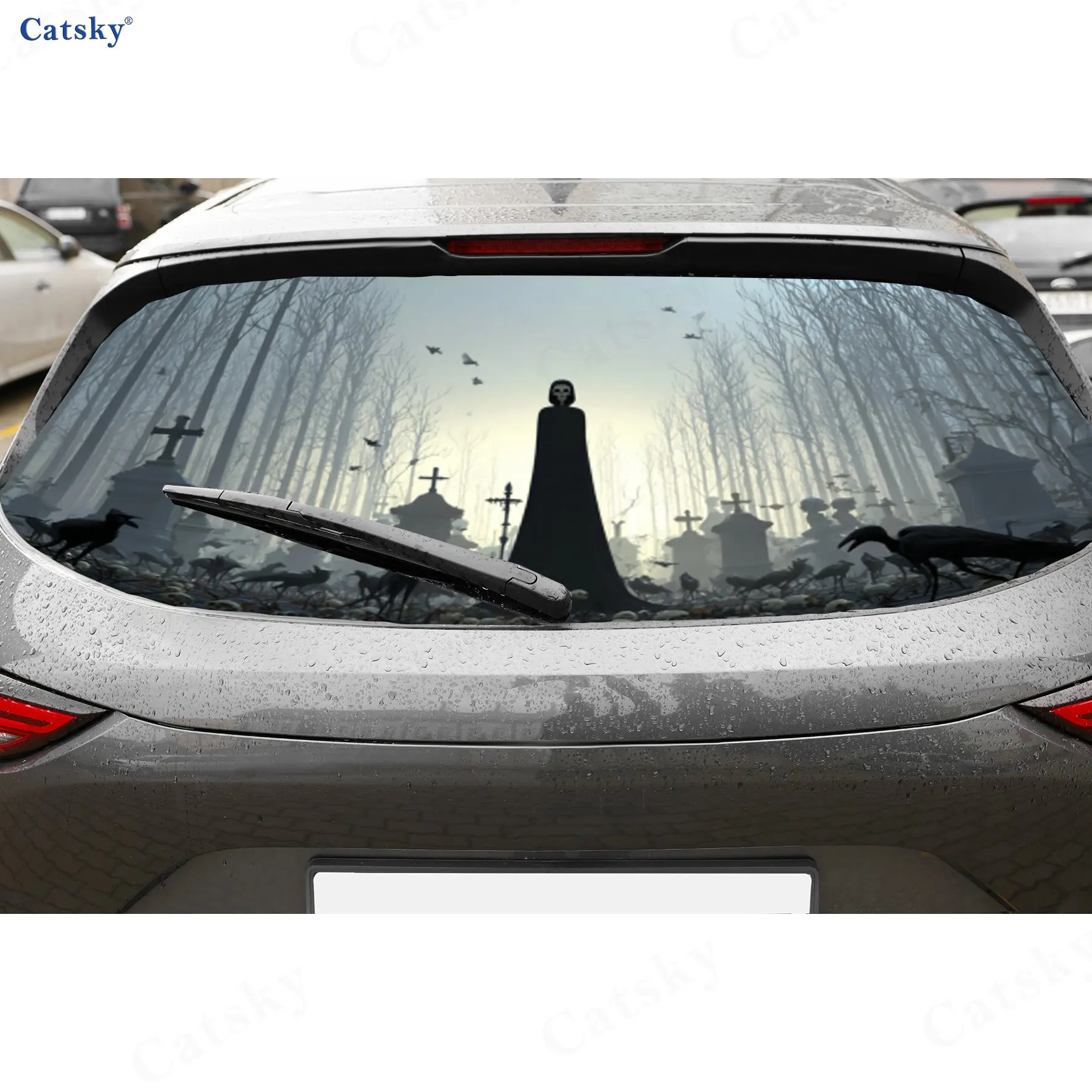 ظلال هيكل القبرة مادة PVC ملصق نافذة السيارة الخلفي المقاوم للماء ذاتي اللصق، سهل اللصق دون السقوط، وات #1
