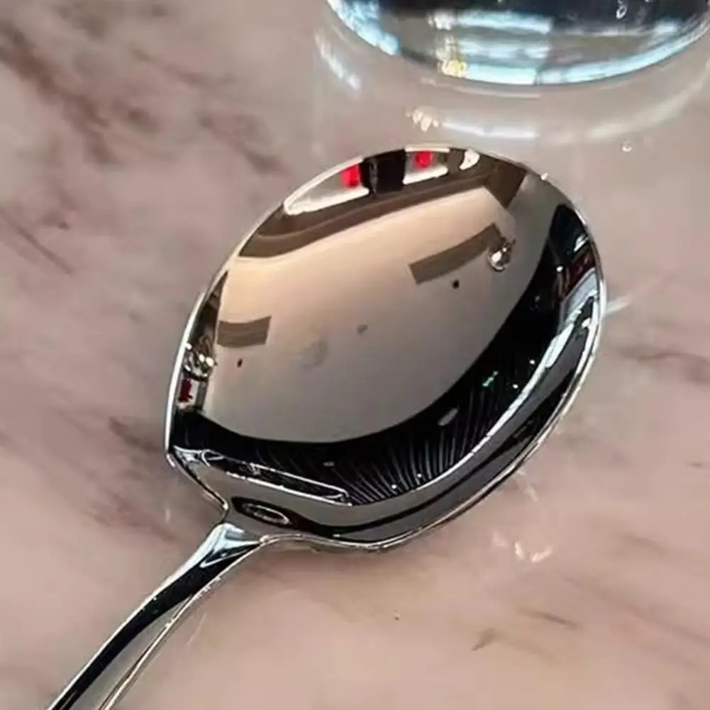 Ergonomic Handle Soup Spoon 2 Pcs Stainless Steel Serving Spoons with Ergonomic Handles Mirror Polished Fruit Boiled Egg Kitchen