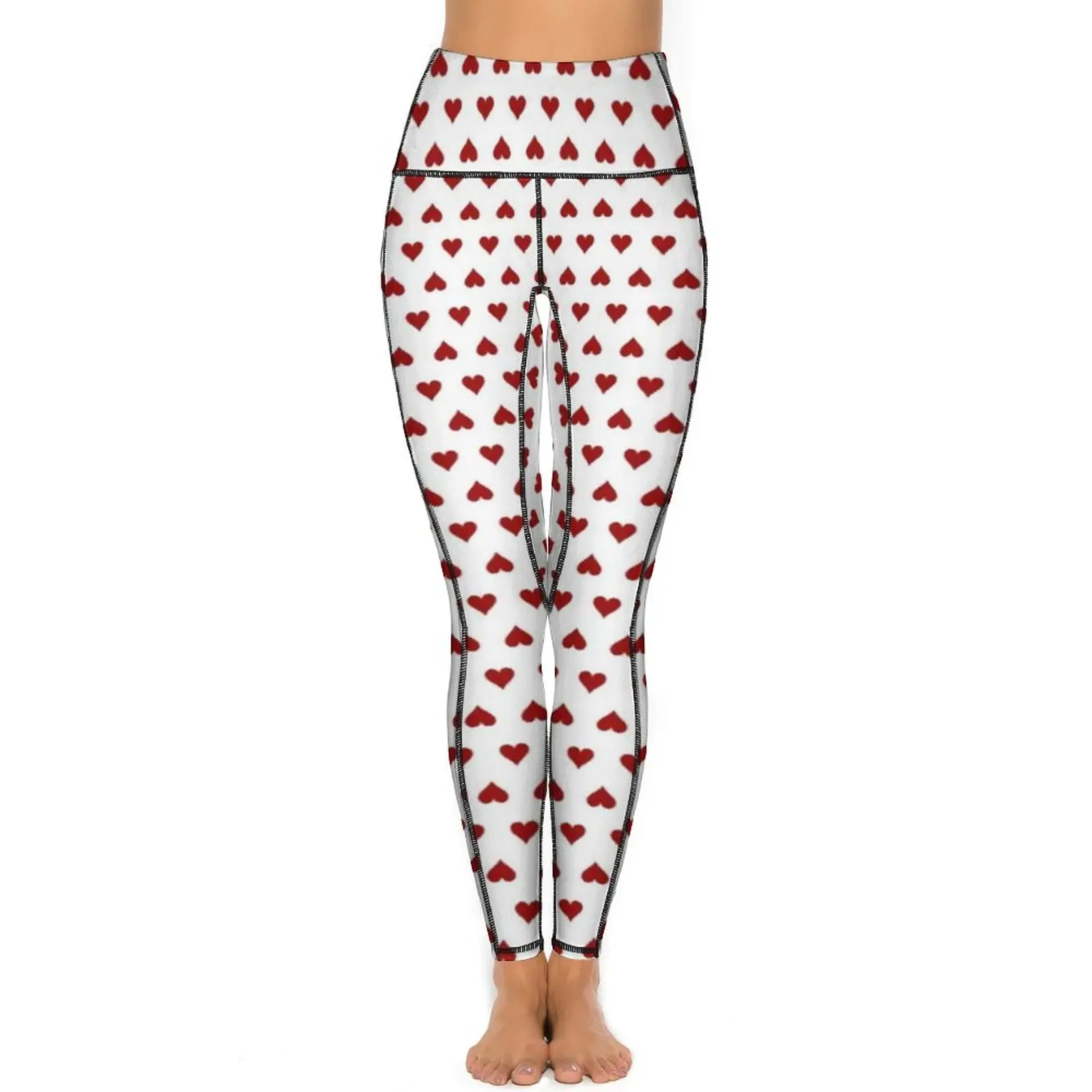 Red Poker Hearts Leggings Playing Cards Print Graphic Yoga Pants Push Up Fitness Yoga Legging Women Cute Stretch Sports Tights