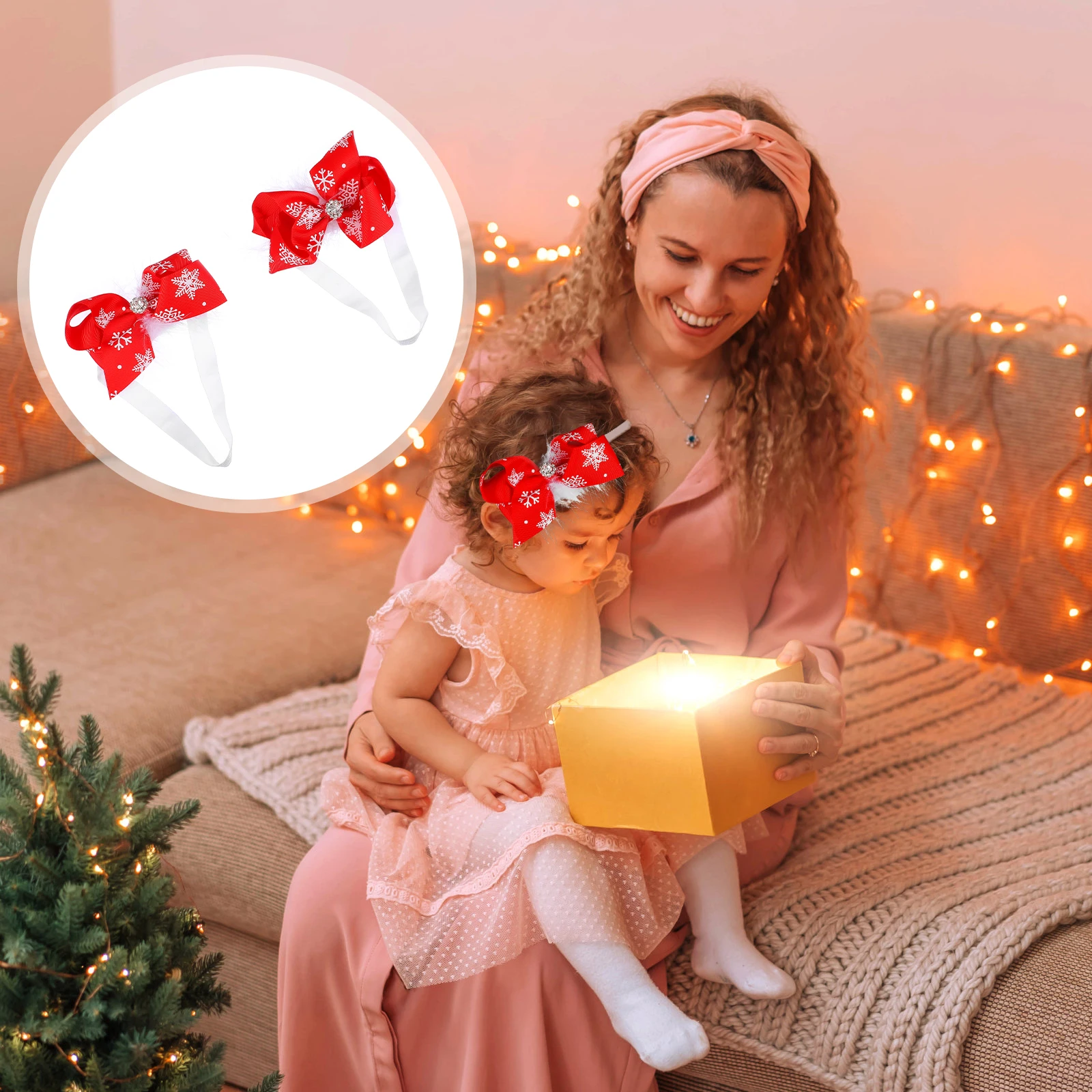 

2Pcs Christmas Hair Accessories Girls Snowflake Headb Bow Bows Hairstyle Holiday Party Gifts