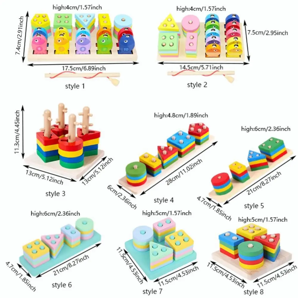 Colorful Sorting and Stacking Wooden Educational Recognition Shape Sorter Shape Matching Cognitive Development Learning Puzzle