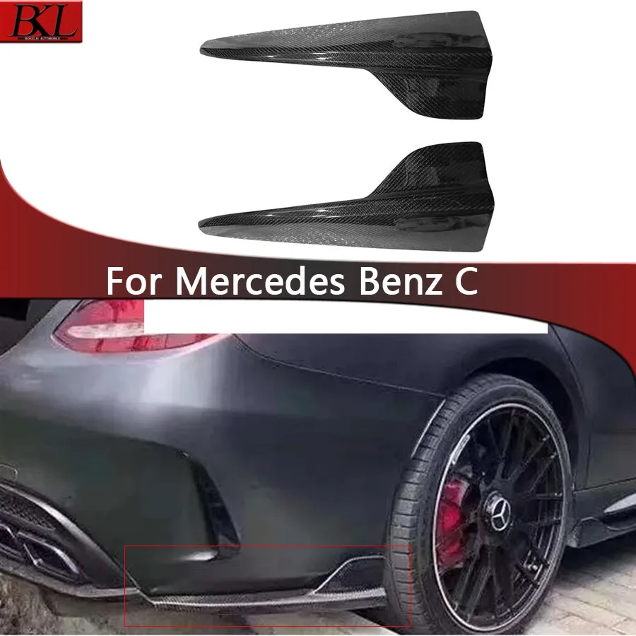 

For Mercedes Benz C Class W205 C63 C43 2015-2021 Carbon Fiber wrap angle Car Rear Bumper Splitter Corner Trim Cover Rear Chin