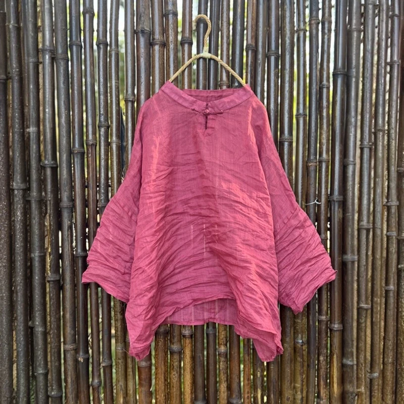 

Oversized Women Casual Linen Blouse Shirt New 2025 Spring Vintage Style Solid Color Loose Female Long Sleeve Tops Shirts M1582