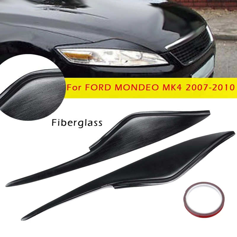 NEW-Car Glass Black Headlight Eyebrow Cover Trim Headlamp Sticker For Ford Mondeo MK4 2007-2013