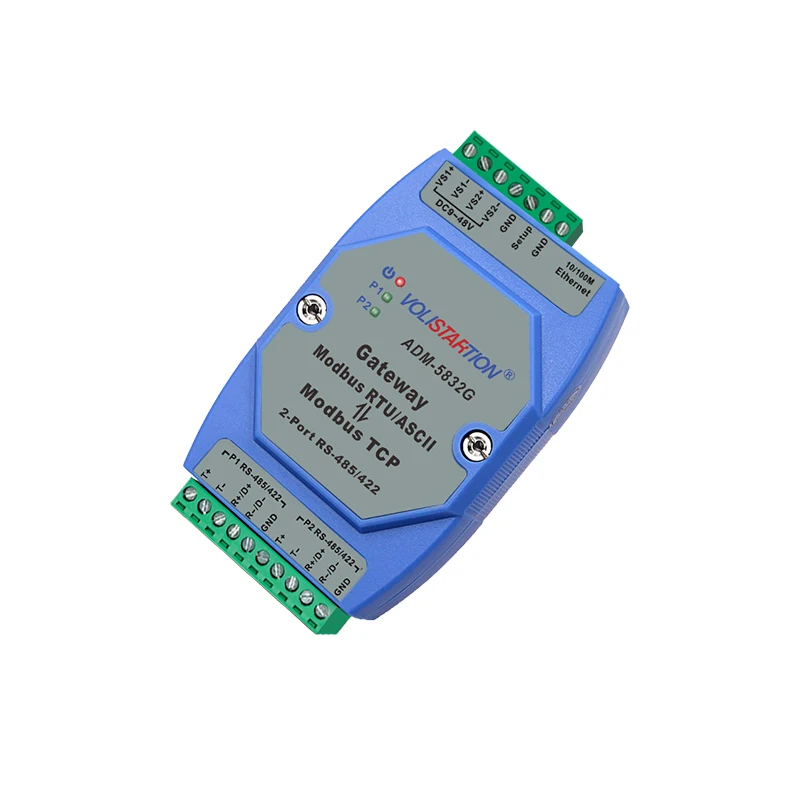 

ADM-5832G промышленный 2-портовый сервер шлюза Modbus RTU/ASCII to Modbus TCP поддержка ПЛК Серийный порт