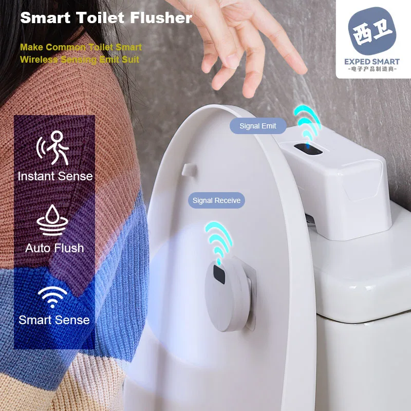 Automatic Toilet Flush Button Induction Toilet Flusher ExternalInfrared Flush KIT Smart Home Kit Smart Toilet Flushing Sensor
