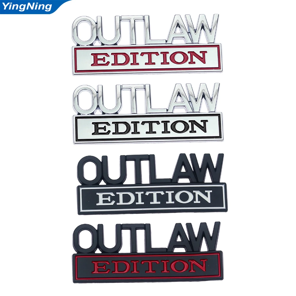 Outlaw Edition 3D Zinc Alloy Metal Car Emblem Badge Self Adhesive Fender Door Trunk Tailgate Vehicle Exterior Decoration Decal