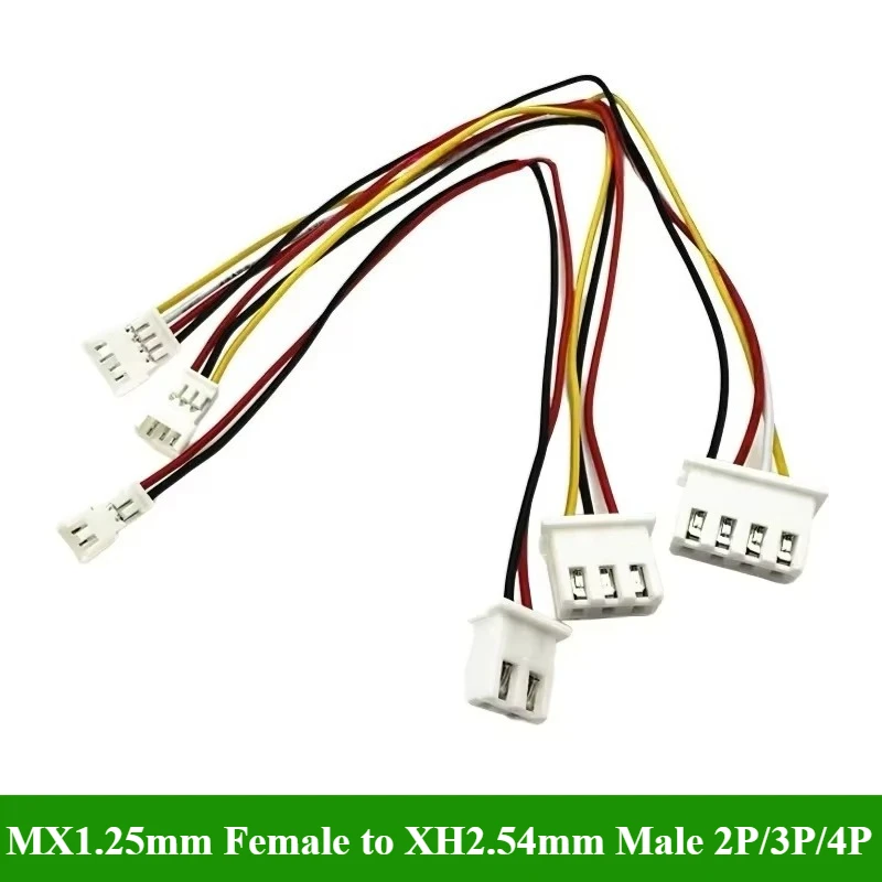 1/5/10/50Pcs/lot MX1.25mm Female to XH2.54mm Male  2P 3P 4P Children's toy cable jst  MX1.25 XH2.54 wire length 15cm 28AWG