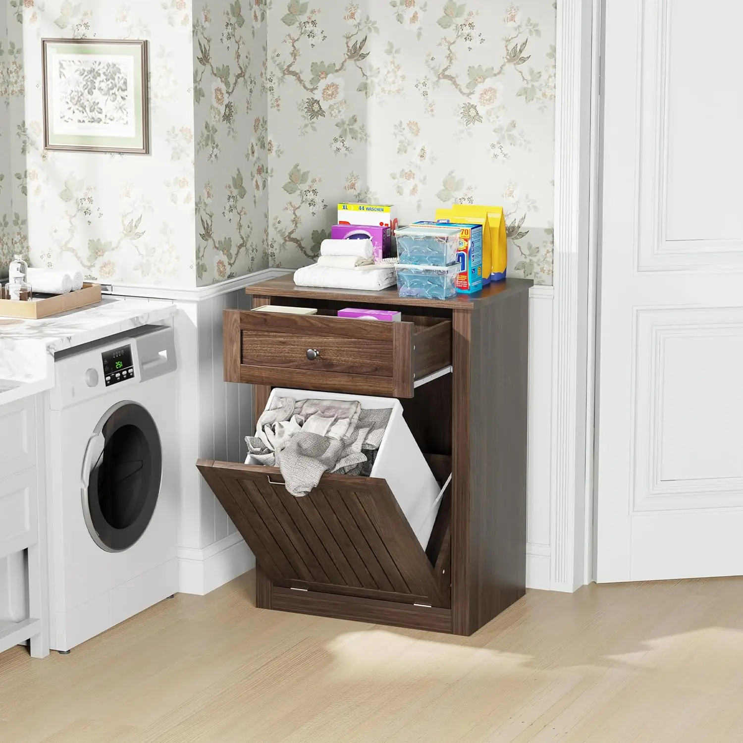 

10 Gallon Out Trash Can Cabinet, Pet Proo Hidden Kitchen Trash Can Cabinet with Ders or Kitchen Living Room Bathroom Laundry Roo