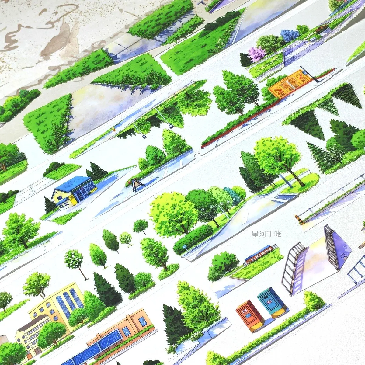 Washi Pet Tape 1 Loop Sample Sticker Landscaping Steps Path, Small Tree Mountain, Stop River, Leaf Habitat Road, Step Up, Spring