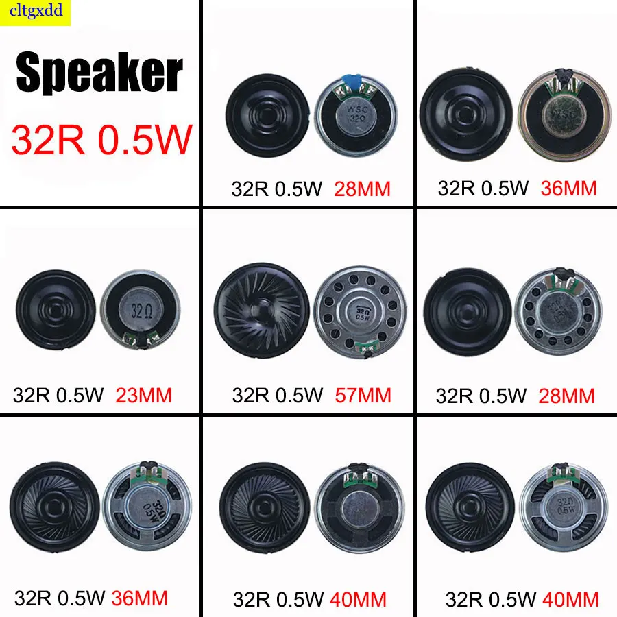 1Pcs New Ultra-thin speaker 32 ohms 0.25 watt 0.5W 32R speaker Diameter 23mm 28mm 40mm 36mm 50mm