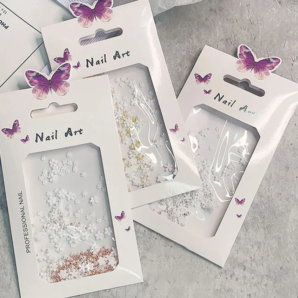 

3 Bags Small Mixed Jewelry Steel Ball Nail Flower Charms Easy Use Nail Art Decor for Parties Weddings