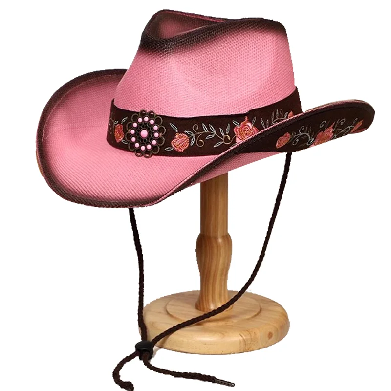 New Straw Western Cowboy Hat Summer Outdoor Travel Beach Sun Hat Men's Women's Vintage Gentleman Lady Cowgirl Jazz Hat