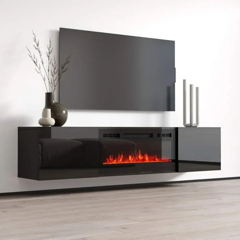 Luxe Floating Fireplace TV Stand for TVs up to 80