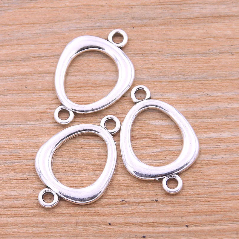 20PCS 18*27mm Wholesale New Product Two Color Oval Charms Geometry Connector Jewelry Metal Alloy DIY Marking