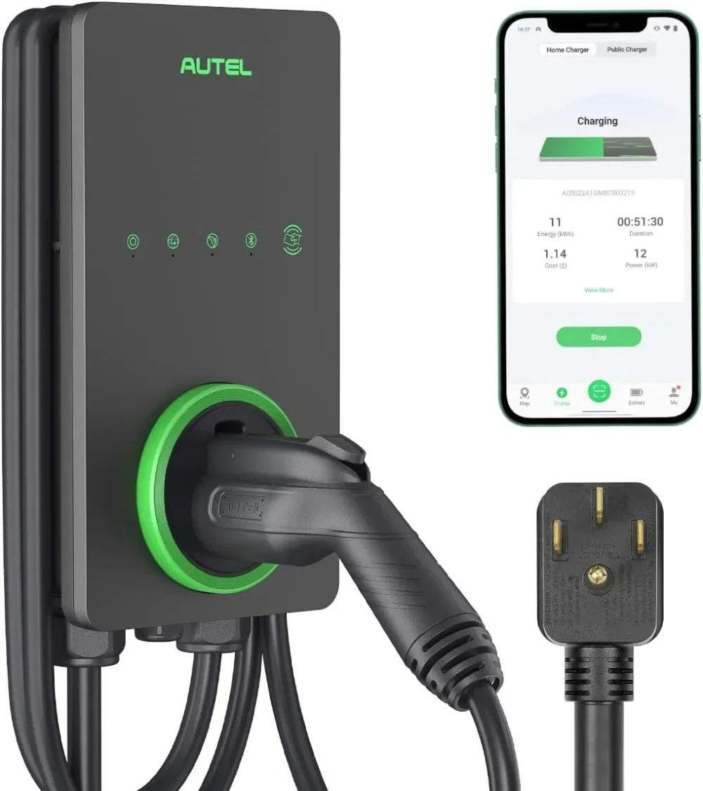 EV Charger up to 40Amp, 240V, Indoor/Outdoor Fast Electric Vehicle Charging Station with Flexible 25-Foot Cable NEMA 14-50