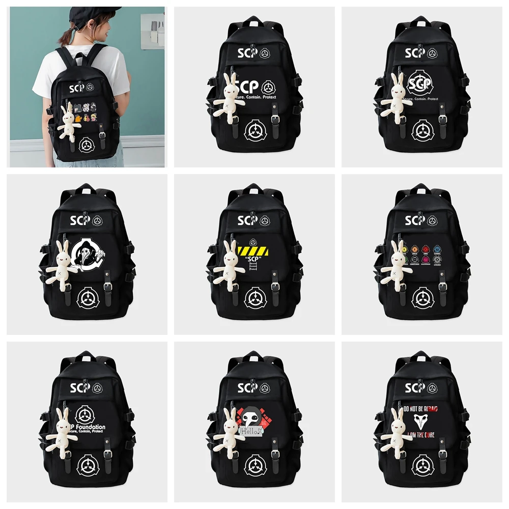 Game SCP Foundation Backpack Black Student School Book Bags for Teenage Boys Girls Travel Bagpack Shoulder Bags