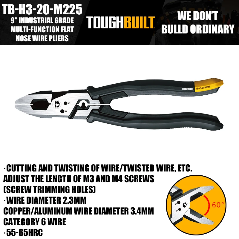 toughbuilt-tb-h3-20-m225-9-インチ工業用グレード多機能フラットノーズワイヤープライヤーハンドツール