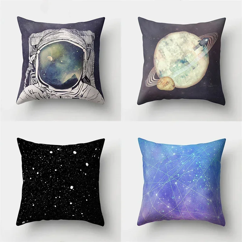 45x45cm Cartoon Spacecraft Cushion Cover Spaceman Polyester Pillow Cases Astronaut Rocket Cushion Cover Sofa Home Decoration