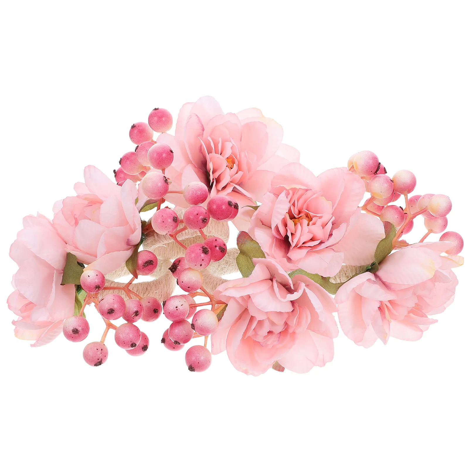 

12pcs Simulated Flower Napkin Clasp Floral Fruit Modeling Jute Rope Serviette Buckles For Wedding Thanksgiving Party Spring