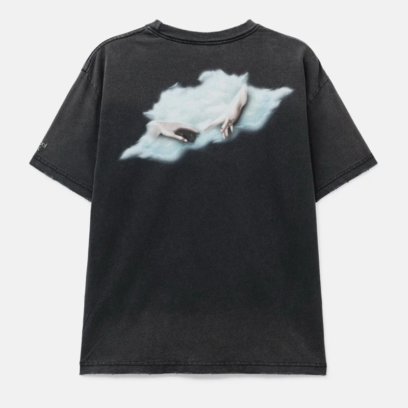 American Fashion Brand High Quality Protocol Index T-shirt Casual Round Neck Retro Short Sleeved Top