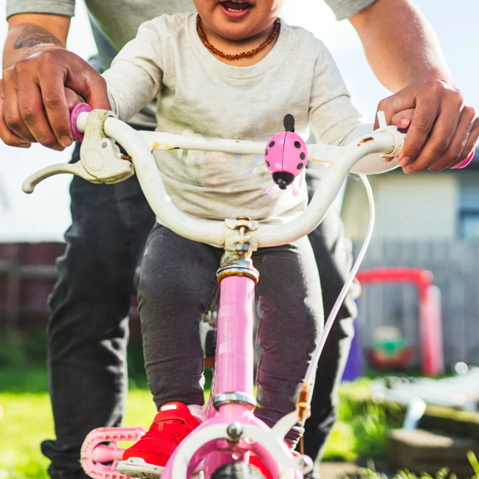 

Retro Chrysanthemum Pattern Plastic Brass Bike Bell For Kids Pink Durable Easy Install Ring Bell Cycling Gift For Children