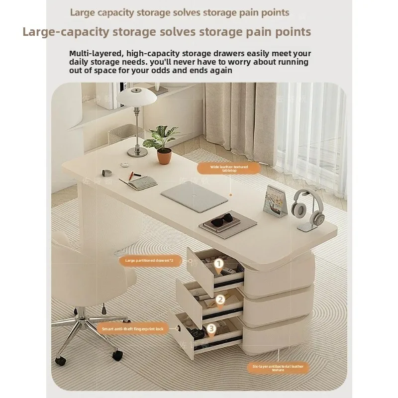 Solid wood bedroom, locker, integrated desk, Nordic light luxury home study table, office computer desk