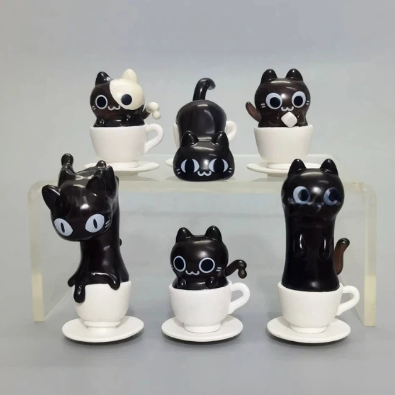 

Cat Cafe Coffee Styling Blind Box Transparent Funny Posture Action Figures Model Collection Toys Desktop Decora Birthday Gifts