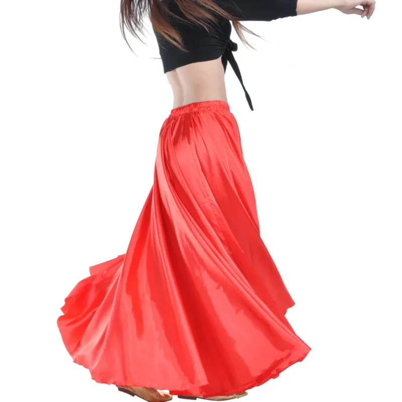 Shining Satin Long Spanish Skirt Swing Dancing Skirt Belly Dance skirt Sun Skirt 14 Colors Available JustSaiyan