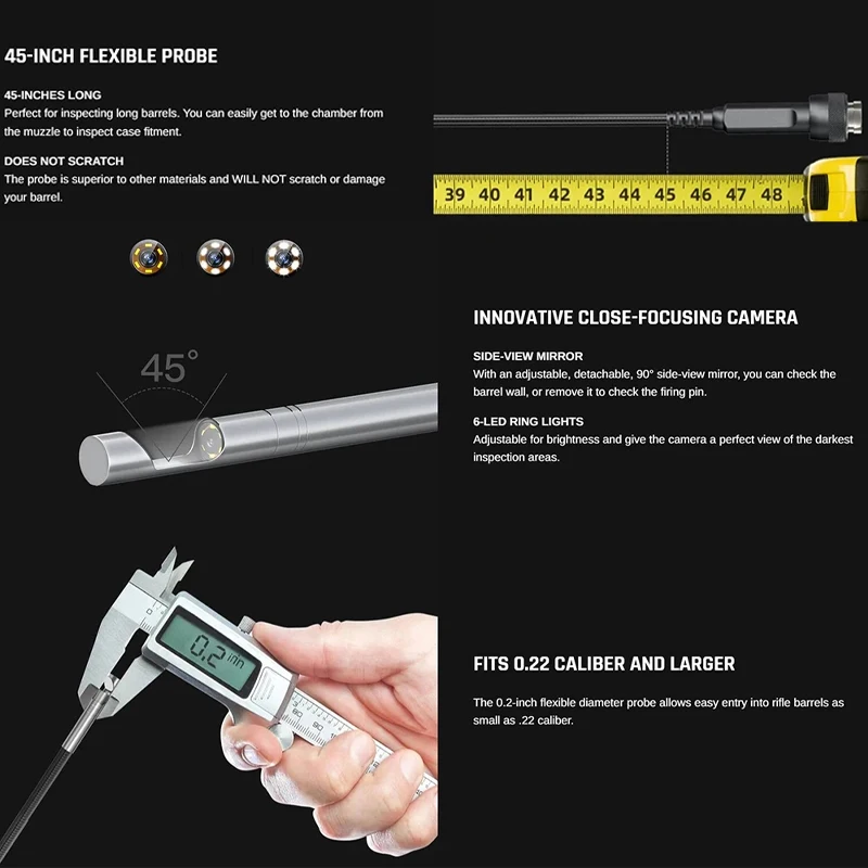 Imagem -06 - Rifle Borescope para 20 Teslong Ntg100 Gun Barrel Endoscópio 0.2 Polegada Diâmetro Caça Digital Âmbito de Limpeza Câmera Fit