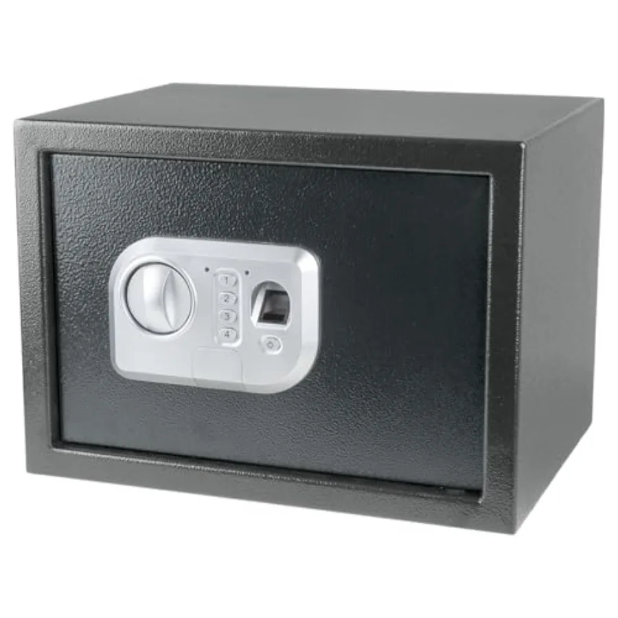 Electronic Safe for Business or Home Use - Dark Gray Digital Biometric Fingerprint Lock Box with Steel Construction, 2 Override