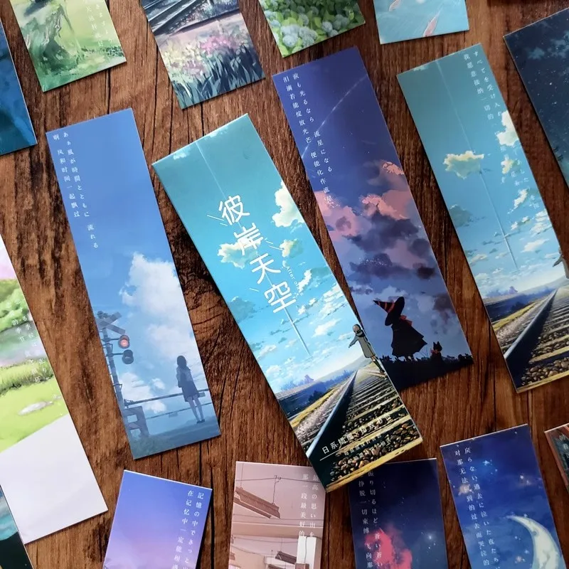 30 Pcs/Set Creative Sunny Sky Paper Bookmark Japanese Style illustration Book Markers Message Card Stationery