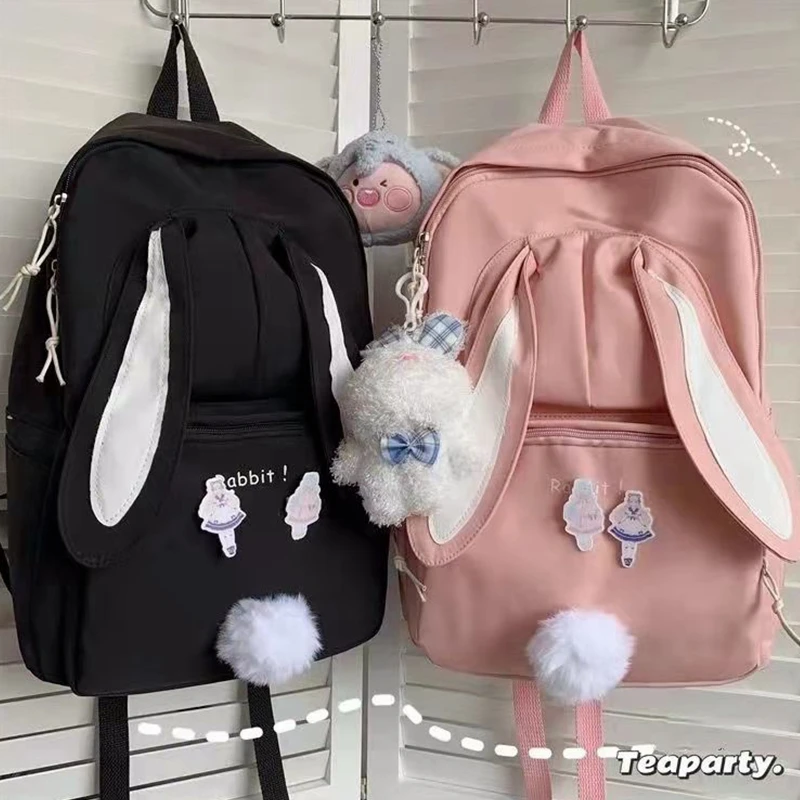 Bags for Women Backpack Purses Nylon Waterproof Schoolbag for Teen Girls Large Capacity Rucksack Cartoon Rabbit Mochila Bolsa