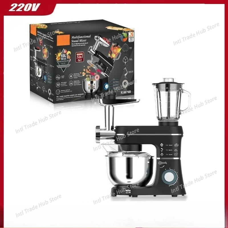 Máquina de chef doméstica três em um, misturador de massa multifuncional, moedor de carne doméstico, espremedor e processador de alimentos