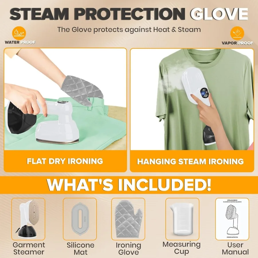 همس باخرة محمولة للملابس 2 في 1 مكواة بخار للسفر للملابس خفيفة الوزن مع خزان مياه 230 مل 20 ثانية وقت تسخين 10