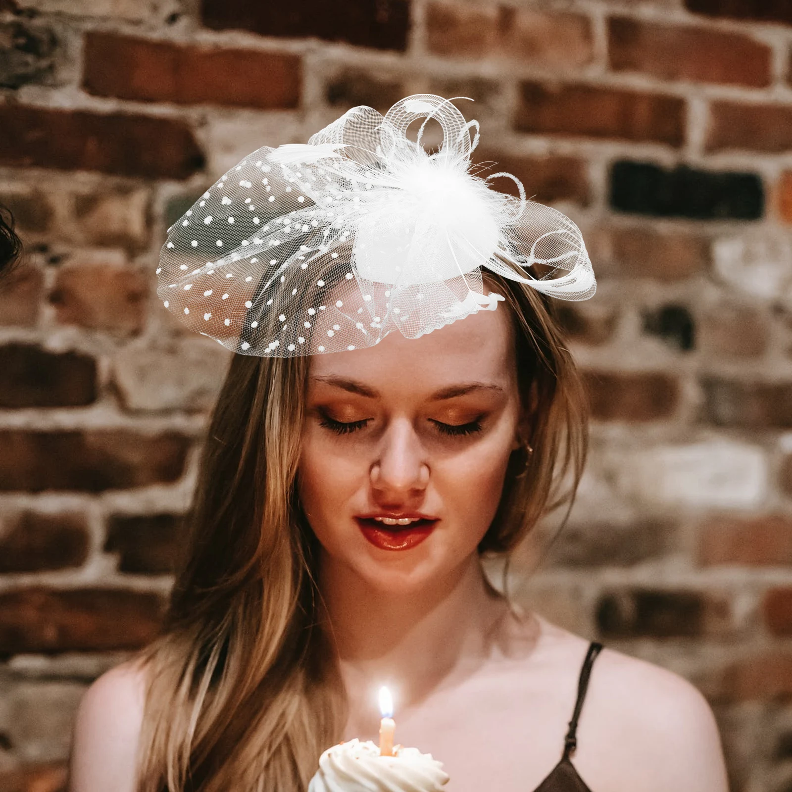 

Headb Mesh Hairpin Women Decor Banquet Headwear Pearl Necklace Ear Studs Party Accessories Bride Headdress Church