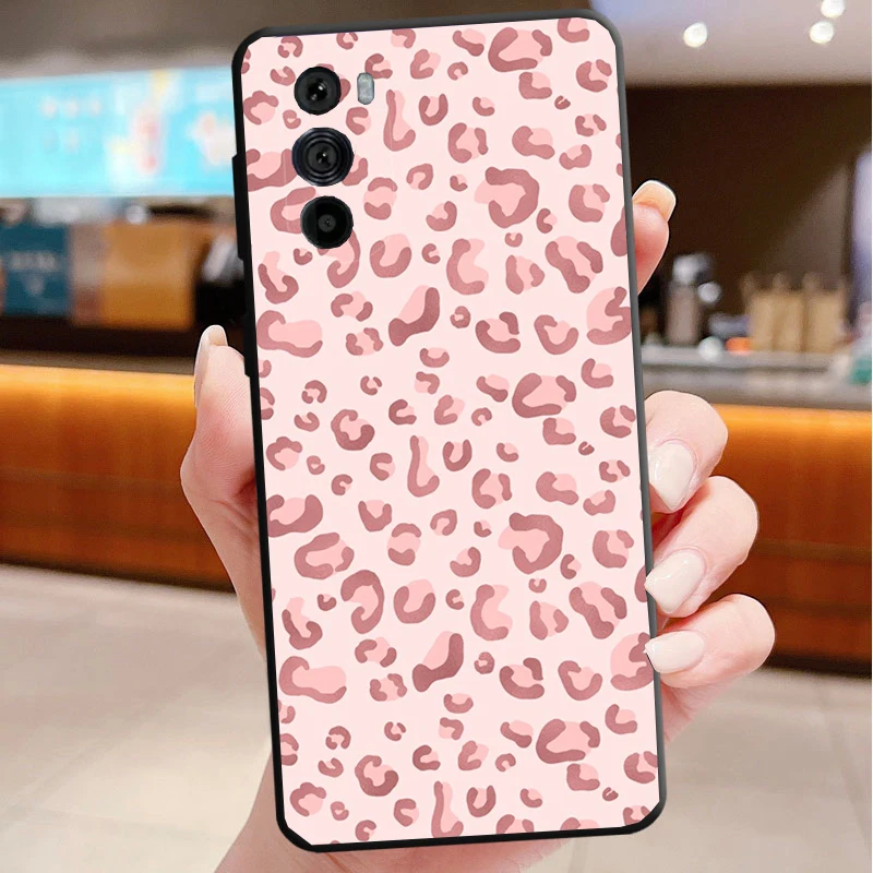 

Phone Case For Motorola Edge 50 40 Pro 60 50 40 30 Ultra Neo Fusion Moto G Play G Stylus G Power G Pink leopard Animal Print
